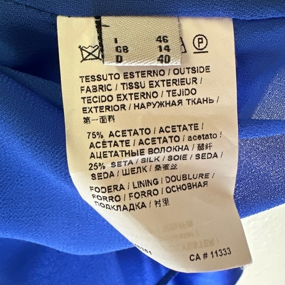 NWT Pinko Curtis Abito Ultra Blue Satin Flowy High Low Formal Midi Dress - Picture 10 of 16